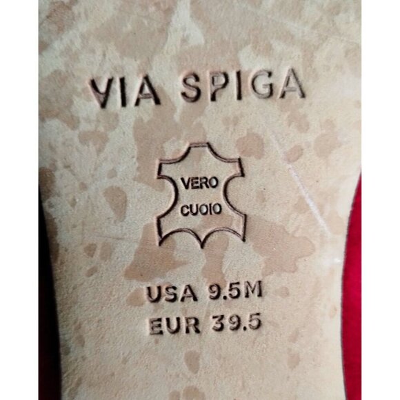 Via Spiga Suede Block Heel Pump Pointed Toe Shoe Red (Size 9.5 M / 39.5) - Picture 6 of 9